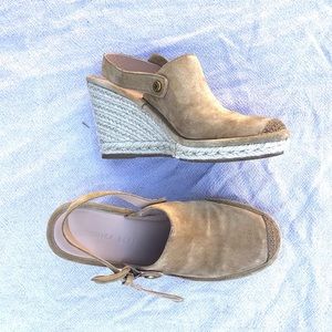 Veronica Beard Tan Wedge Suede Espadrilles Slingbacks Sz 5.5